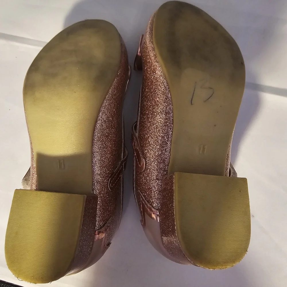 Disney Princess Glittery Rose Gold Dress Shoes SZ 11 toddler